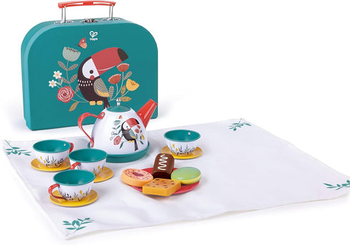 Hape Tea Set for Little Girls & Boys, 18-Piece Tin Tea Party