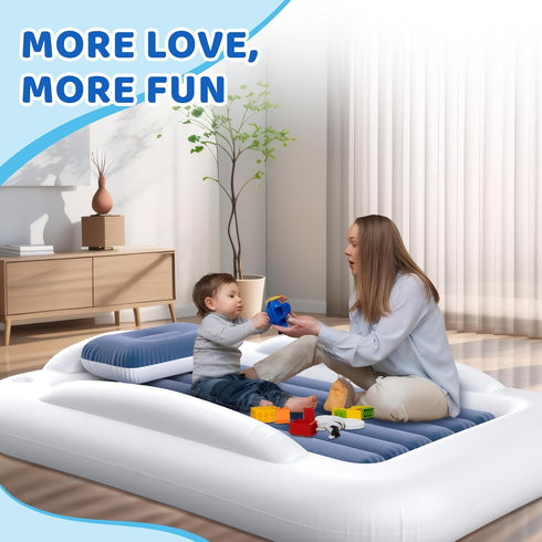 60 Inches Cozy Set Inflatable Toddler Travel Bed - Portable Toddler Bed for Travel with Safety Sides - Kids Air
