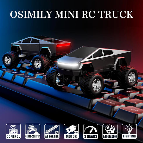 1:64 2.4Ghz OSIMILY MINI RC Car,APP Controlled Scale Alloy Off Road MINI RC Truck | Remote Control Car Speed/Steering
