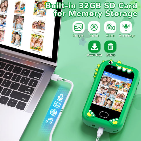 2.8" 3-10 (32GB) Lapare Kids Smart Phone Toy for Boys, Touchscreen Cell Phone Toy with Dual Camera, Game, Music Player
