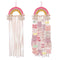 NICROLANDEE Rainbow Tassels Hair Bows Holder, Baby Hair Accessories Storage Organizer for Girls Room Decor (Pink Yellow)