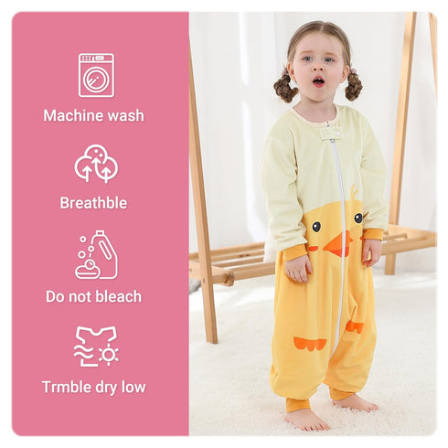 Girls,Duck,1-3Years MICHLEY Baby Sleeping Bag Sack Long Sleeve with Feet Winter Swaddle Wearable Blanket for Boys