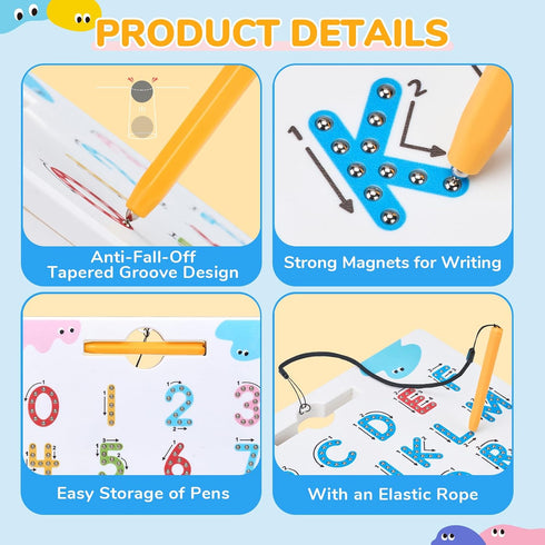Set, JoyCat Magnetic Letter and Number Tracing Board Double Sided Alphabet & Numbers Board for Toddlers, ABC Uppercase