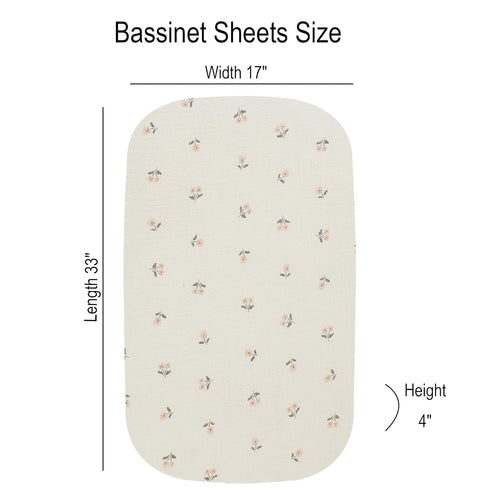 3 Pack, 100% 33" 17" Onacosht Muslin Bassinet Sheets Cotton Baby Fitted Sheet X for Rectangle, Round, Oval, Hourglass
