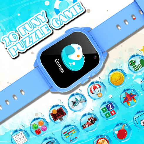 Kids Waterproof Smart Watch for Boys Girls Ages 3-12 with 26 Games, Camera, Music Player, Alarm Clock & More