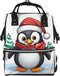 DWVTSLH Christmas Penguin Diaper Bag Backpack Multifunction Nappy Bags Waterproof Mummy Backpack Large