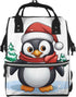DWVTSLH Christmas Penguin Diaper Bag Backpack Multifunction Nappy Bags Waterproof Mummy Backpack Large
