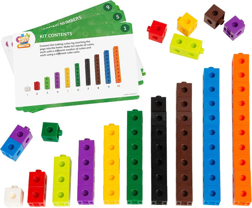 Kids First Math Kit: 100 Linking Cubes with Activity Cards - Develop Counting, Sorting, and Graphing Skills for Ages 3+