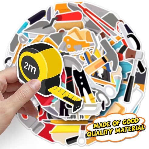 51 Pieces Tools Cupcake Toppers - Instrument Cake Decoration Tool Stickers (2 in 1) for Kids Girls 1st 2nd Birthday