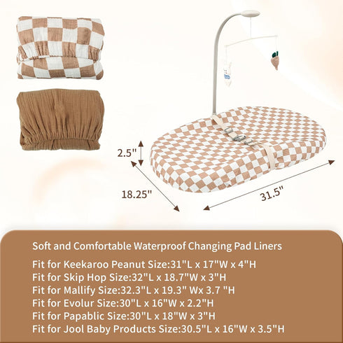 ChildLike 2 Pack 32"x16" Changing Pad Cover for Girls Boys,Lovely Soft Breathable Cotton Changing Table Cover,Unisex
