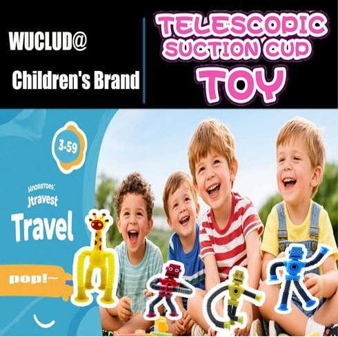 WUCLUD 12PCS Telescopic Suction Cup Robot Toy,pop Tubes,Toys for Kids,Toddler Travel Toys,Toddler Sensory Toys,figette