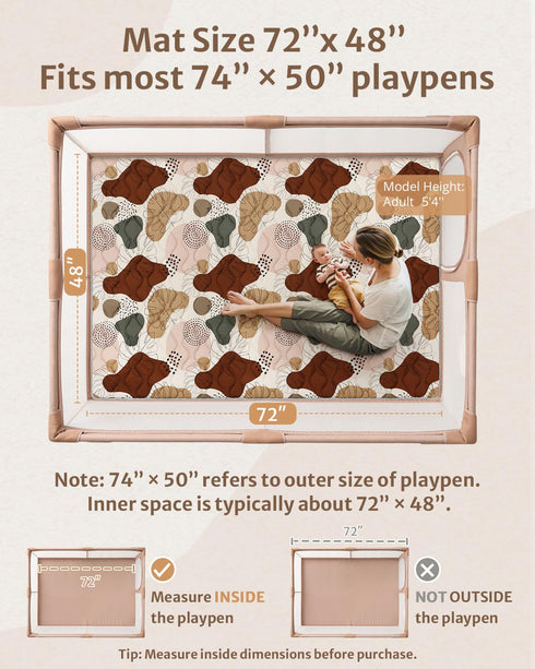 72x48 Inch Blissful Diary Baby Play Mats for Floor, Extra Thicker & Large Soft Cushioning Foam Playmats for Babies