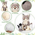 Honoson 5 Pcs Wolf Plush Set - 14 Inch Mommy Wolf Stuffed Animal with 4 Cute Baby Wolves, Soft Plushie Gift