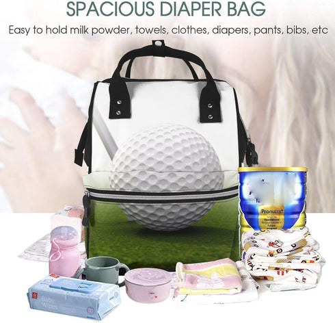 OUSIKA Backpack Daypacks Golf Ball Print Diaper Bag Multifunction Laptop Travel Large Nappy Bag, Black, One Size