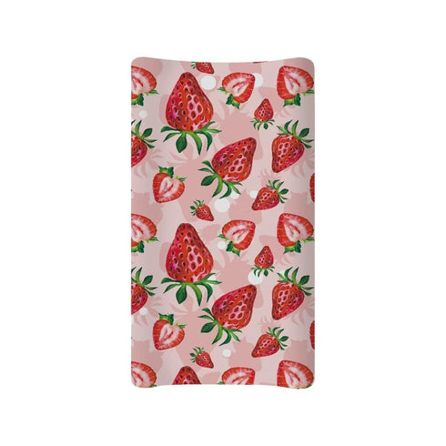 Cute Red Strawberry Print Diaper Changing Pad Covers - Soft Cozy Breathable Sheets for Baby Boys and Girls, 32"x16"