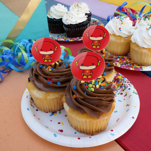 The Flash Cute Chibi Character Cupcake Picks - Decoration Set of 6
