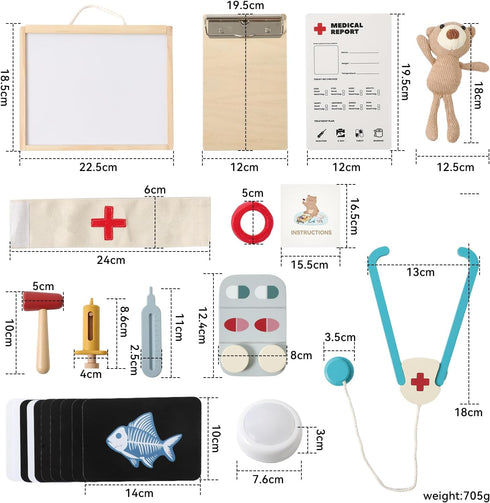 3-5, Doctor Kit for Toddlers Pet Vet Pretend Play Toys for Kids, with X-Ray, Wooden Light Box, Medical Tools, STEM