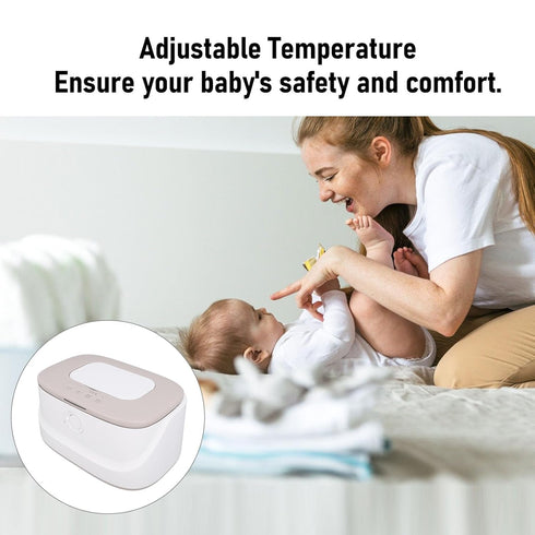 NOENNULL Baby Wipe Warmer Adjustable Temperature Large Capacity Wet Wipes Heater Dispenser with Night Light (Grey)