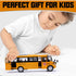 Die Cast School Bus Toy 9'' Model Cars with Lights & Sounds, Openable Doors, Large Yellow Metal Vehicle for Kids
