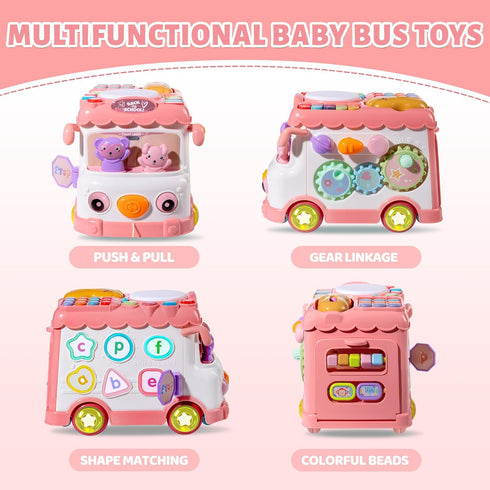 iFaveorr 1 10-in-1 6-12 12-18 1-2, 1st Toys for Year Old Girl Gifts, Montessori Toys Bus for Baby Months, Educational
