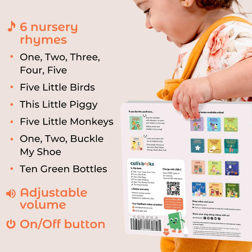 1-3 Count 1 2 3 Counting Cali's Books Number Book for Toddlers - Learn to Musical Books for Kids, Interactive Talking