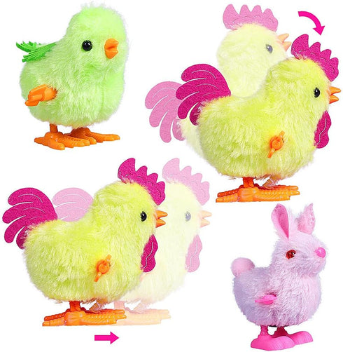 Max Fun 12Pcs Easter Wind Up Toys, Assorted Chicks & Bunny for Easter Party Favors