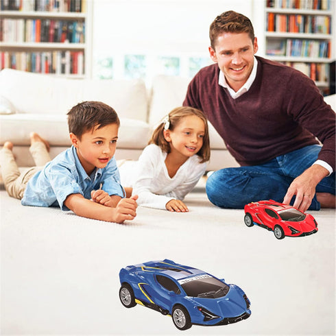 Inertia Drift Car Toy for Kids 3-6 Years, 2 Pack Push Go Friction Powered Stunt Cars, Gifts for Boys and Girls
