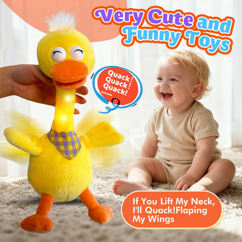 Marsjoy 13" Talking Dancing Duck, Repeating What You Say Mimicking Recording Plush Baby Toy Musical English Song