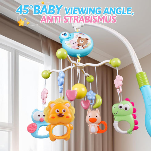 Crib Mobile with Music and Lights, Baby Mobiles for Cribs, Nursery Musical Mobile for Bassinets, Clip On Attachment