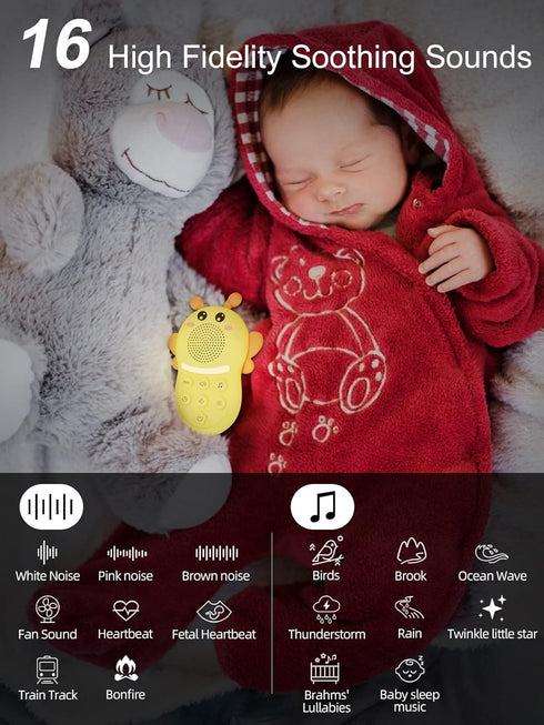 Portable Sound Machine for Baby,White Noise Sound Machine for Babies and Kids,Rechargeable Lullaby Machine
