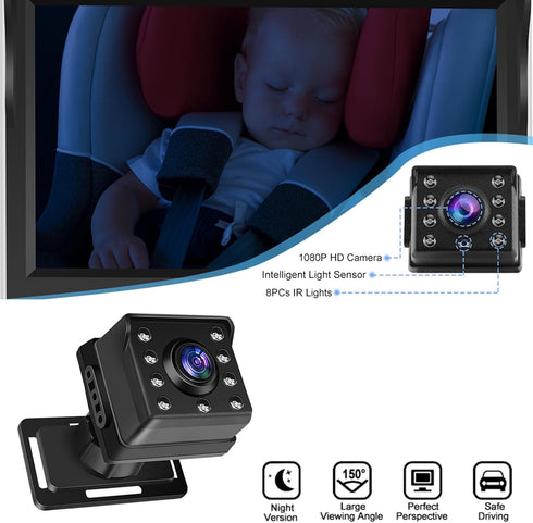 tomvorks Camera,1080P Angle,360 Easy Install Car Monitor with IR Night Vision,Camera with Wide Viewing Rotatable Rear