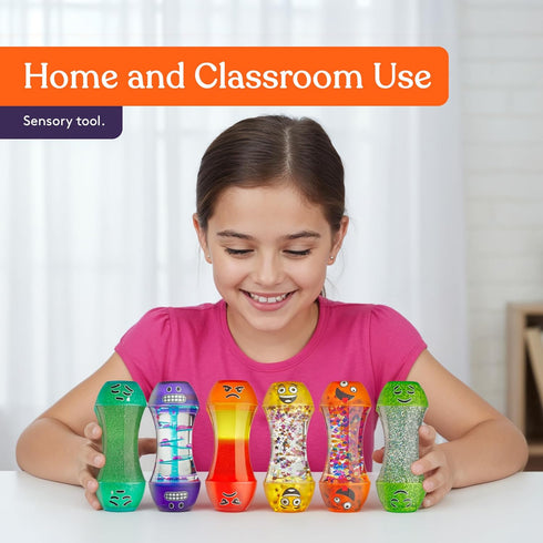 6-Pack Special Supplies Liquid Motion Bubbler Toy Cool Emotion Tubes Colorful Hourglass Timer with Droplet Movement