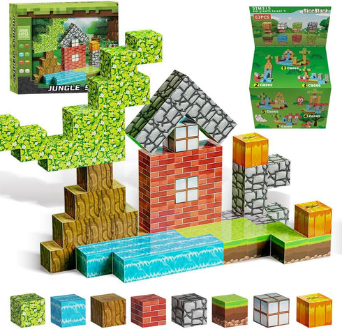 NETEHU 63PCS Magnetic Blocks Cubes Toys for Kids, Travel Building Toys for Toddlers Boys & Girls, Magnet Building