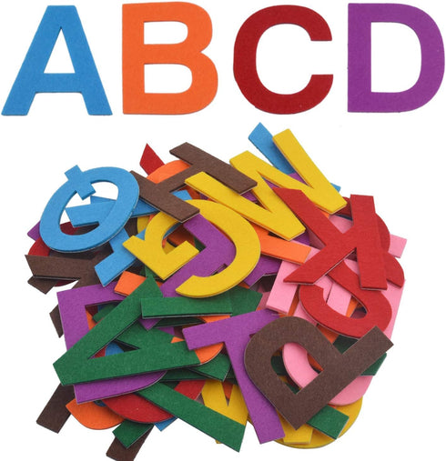 6.5cm Felt Letter Stickers, 52 Pieces Self-Adhesive Foam Alphabet Stickers A-Z, 8 Assorted Colors
