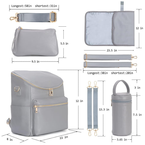 Backpack,Fashion Mommy Backpacks,Travel Minsong Diaper Bag Leather Toddler Baby Diaper Bags with in Bag Organizer