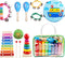 Kids Musical Instruments for Toddlers, Baby Musical Toys, Xylophone, Maracas, Wooden Instruments, Gifts for Girls and