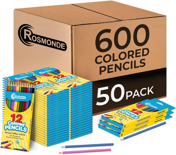Rosmonde Colored Pencils Bulk, 50 Sets (600 Pencils), Color Pencils Set, 12