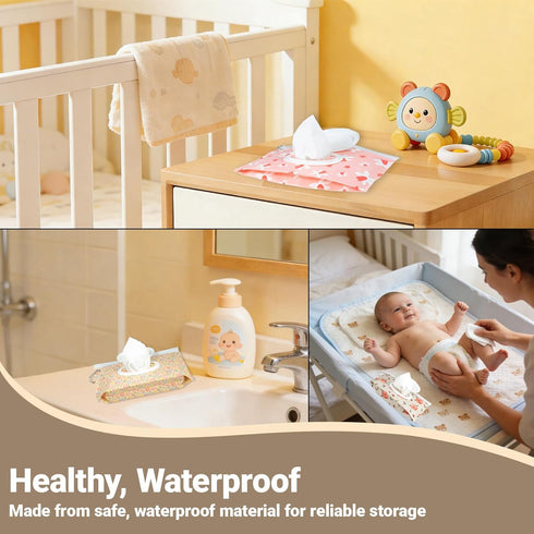 LOYMOK 3 Pack Baby Wipes Dispenser,Portable Refillable Wipe Holder Perfect for Travel and Home Use, On The Go Wipe