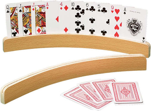 14" Curved Shape Wooden Card Holders, Set of Two, Natural Finish