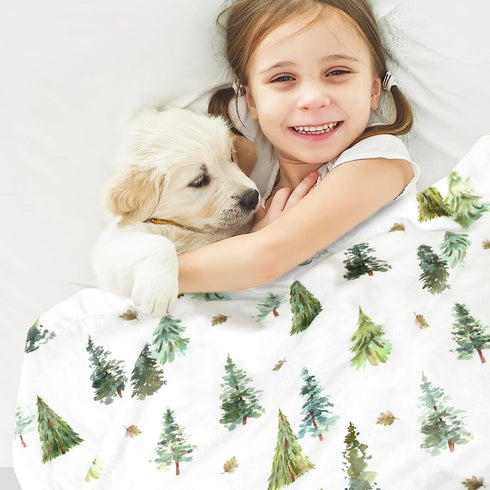 HOMRITAR Baby Blanket for Boys Soft Lightweight Minky Blanket with Double Layer Dotted Backing for Infant Toddler Nursery Crib with Green Pine Tree Design 30 x 40 Inch by HOMRITAR