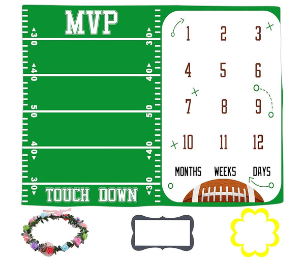 Baby Monthly Milestone Blanket, Football Sports Months Blanket for Toddler Photography Background Prop 60"x40"