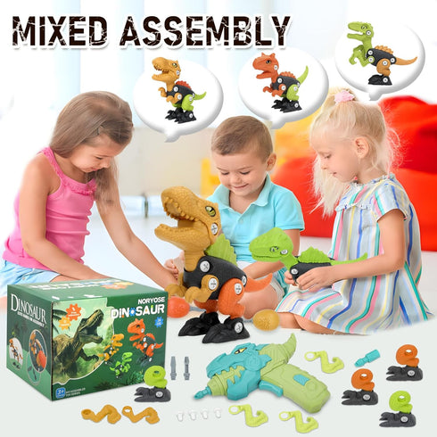 NORYOSE 3, 4, 5, 6, 7, 8 Dinosaur Toys for Year Old Boys, Kids Take Apart Toys with Electric Drill STEM Construction