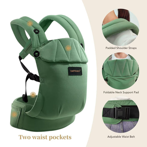 BethBear 7-45 lbs Baby Carrier Newborn to Toddler with Natural Material, Ergonomic Design,Versatile