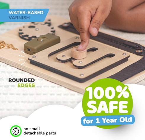 deMoca Busy Board for 1 Year Old - Montessori Sensory Toy for Toddlers with Educational Activities for 1-2 Years Old,