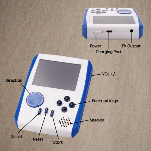 Mini Handheld Retro Game Console for Kids with 666 Classic Games, 3 Inch Screen, 1020mAh Battery, White