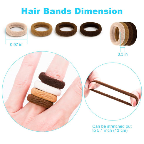 Qarwayoc 1 Inch, 4 Mini Hair Ties for Girls, Toddlers and Infants - Tiny No Damage Ponytail Holders and Bands (Diameter