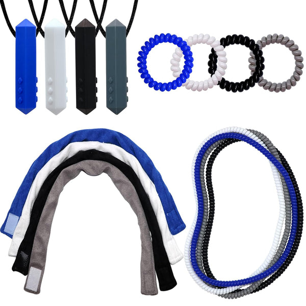 Sensory Necklaces for Chewing Boys Girls, 16 Pack Stretchy Coil Bracelets Chewing