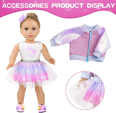 18 Inch Set 18 Inch Set American Doll Makeup Accessories and Clothes Includes Doll Clothes and Shoes Bag Makeup Brush
