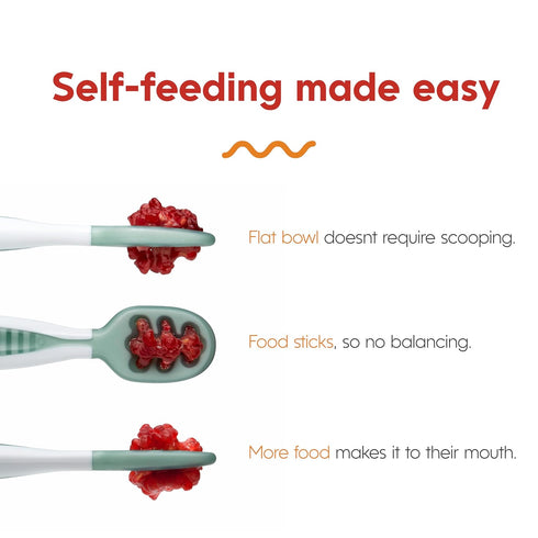 NumNum Baby Spoons Set, Silicone Pre-Spoon GOOtensils for Kids Aged 6+ Months, First Stage Baby Led Weaning, Travel