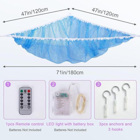 Stuffed Animals Hammock Kids Toy Storage with LED Light Unicorn Castle Plush Toy Organizer Corner Hanging Stuffed Animals Holder For Nursery Kids Girls Room Decor by Unicorn Castle